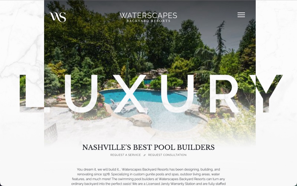 The pool builder’s website before the rebuild